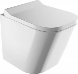 Zestaw kompaktowy WC Omnires FONTANA | bezkołnierzowa miska toaletowa wisząca z deską wolnoopadającą, 49x35 cm, kolor: biały połysk