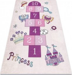  Dywany Łuszczów Dywan do prania BAMBINO 2285 Klasy, cyfry dla dzieci, antypoślizgowy - różowy, 140x190 cm