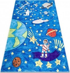 Dywany Łuszczów Dywan do prania BAMBINO 2265 Kosmos, rakieta dla dzieci, antypoślizgowy - niebieski, 80x150 cm