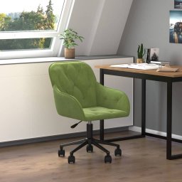 Krzesło biurowe vidaXL vidaXL Obrotowe krzesło biurowe, jasnozielone, obite aksamitem