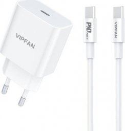 Ładowarka Vipfan Ładowarka sieciowa Vipfan E04, USB-C, 20W, QC 3.0 + kabel USB-C (biała)