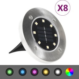  vidaXL SOLARNE LAMPY GRUNTOWE LED 8 SZT. KOLORY RGB