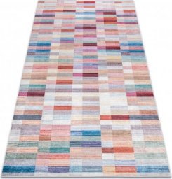  Dywany Łuszczów Dywan do prania ANDRE 2295 Paski, pasy antypoślizgowy - różowy / niebieski, 80x150 cm