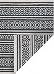  Dywany Łuszczów Dywan TWIN 22996 Geometryczny, pasy bawełna, dwustronny Ekologiczny frędzle - czarny / krem, 60x90 cm