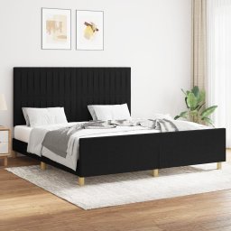  vidaXL vidaXL Rama łóżka z zagłówkiem, czarna, 160x200 cm, obita tkaniną