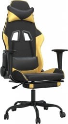 Fotel vidaXL czarno-złoty z podnóżkiem (345413)
