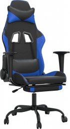 Fotel vidaXL czarno-niebieski z podnóżkiem (345411)