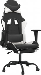 Fotel vidaXL czarno-biały z podnóżkiem (345416)