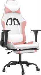 Fotel vidaXL biało-różowy z podnóżkiem (345420)