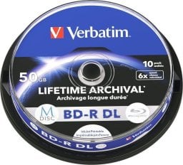 Odtwarzacz Blu-ray Verbatim 1x10 Verbatim M-Disc BD-R BluRay 50GB 6x Speed Cakebox printable