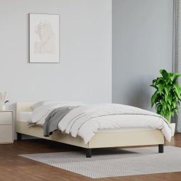  vidaXL vidaXL Rama łóżka z zagłówkiem, kremowa, 90x200 cm, sztuczna skóra
