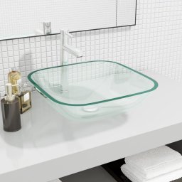 Umywalka vidaXL vidaXL Umywalka z bezbarwnego szkła, 42x42x14 cm
