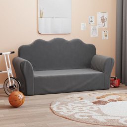  vidaXL vidaXL 2-os. sofa dla dzieci, antracytowa, miękki plusz