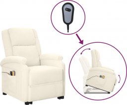  vidaXL vidaXL Elektryczny, podnoszony fotel masujący, kremowy, sztuczna skóra
