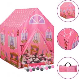  vidaXL vidaXL Namiot do zabawy z 250 piłeczkami, różowy, 69x94x104 cm
