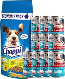  Chappi CHAPPI 13,5kg - sucha karma dla psów z drobiem i warzywami + Frendi kawałki z wołowiną 10x400g