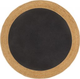  vidaXL vidaXL Pleciony dywan, czarno-naturalny, 120cm, juta, bawełna, okrągły