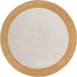  vidaXL vidaXL Pleciony dywan, biało-naturalny, 150 cm, juta, bawełna, okrągły
