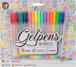  Icom 18 długopisów żelowych (neonowy brokat pastelowy)