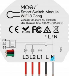 Tuya Przekaźnik dopuszkowy 3 kanały WiFi TUYA SMART