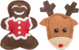  Trixie Zestaw zabawek świątecznych, dla kota, renifer i ludzik z piernika, filc, 8 cm, 2 szt