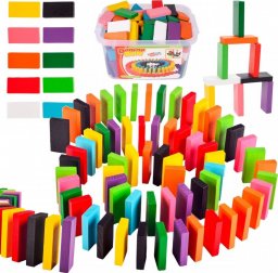MalPlay Drewniane Kolorowe Klocki Domino 200 elementów