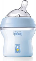  Chicco CHICCO_NaturalFeeling Butelka plastikowa 150ml ze smoczkiem silikonowym przepływ wolny 0m+ Niebieska