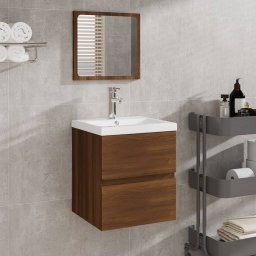  vidaXL vidaXL Szafka do łazienki z umywalką i lustrem, brązowy dąb