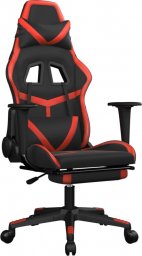 Fotel vidaXL czarno-czerwony z podnóżkiem (345435)