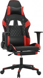 Fotel vidaXL czarno-czerwony z podnóżkiem (3143765)