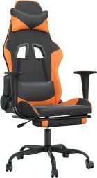 Fotel vidaXL czarno-pomarańczowy z podnóżkiem (3143659)