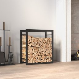  vidaXL Stojak na drewno, matowy czarny, 50x28x56 cm, stalowy