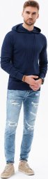 Ombre Męska bluza dzianinowa z kapturem - V3 ciemnoniebieska B1532 XXL