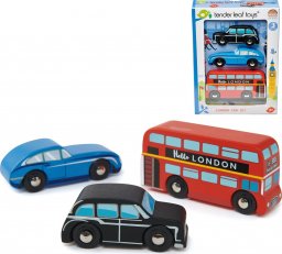  Tender Toys Samochody zabawki drewniane auta Londyn 3 sztuki Tender Leaf Toys