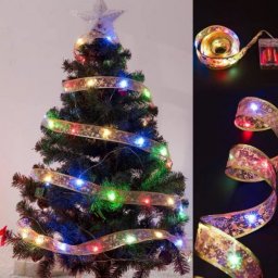Lampki choinkowe Wstążka ozdobna taśma złota lampki LED 10m 100LED multikolor