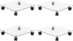 vidaXL vidaXL Podstawki pod doniczki, na kółkach, 4 szt., 35x35 cm, szklane