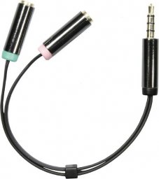 Kabel Deltaco Jack 3.5mm - Jack 3.5mm x2 0.1m czarny (AUD-201)