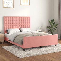  vidaXL vidaXL Rama łóżka z zagłówkiem, różowa, 140x200 cm, aksamitna