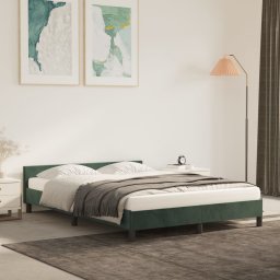 vidaXL vidaXL Rama łóżka z zagłówkiem, ciemnozielona, 140x200 cm, aksamitna