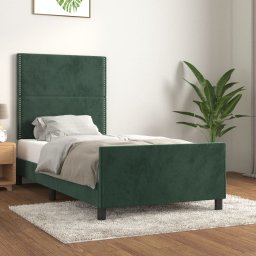  vidaXL vidaXL Rama łóżka z zagłówkiem, ciemnozielona, 90x190 cm, aksamitna