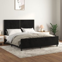  vidaXL vidaXL Rama łóżka z zagłówkiem, czarna, 160x200 cm, aksamitna