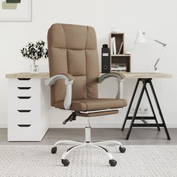 Krzesło biurowe vidaXL vidaXL Rozkładany fotel biurowy, brązowy, obity tkaniną