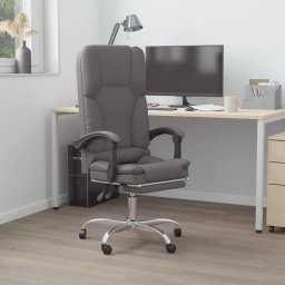 Krzesło biurowe vidaXL vidaXL Rozkładane, masujące krzesło biurowe, szare, sztuczna skóra
