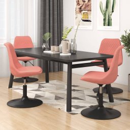  vidaXL vidaXL Obrotowe krzesła stołowe, 4 szt., różowe, obite aksamitem