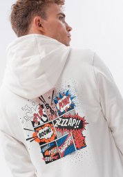  Ombre Bluza męska hoodie z nadrukiem na plecach - V3 ecru B1357 XL