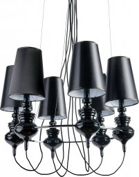 Lampa wisząca Azzardo Czarny żyrandol abażurowy Barocco do jadalni nad stół