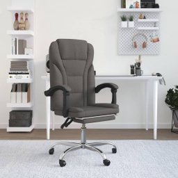 Krzesło biurowe vidaXL vidaXL Rozkładany fotel biurowy, ciemnoszary, obity tkaniną