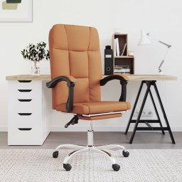 Krzesło biurowe vidaXL vidaXL Rozkładany fotel biurowy, brązowy, sztuczna skóra