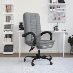 Krzesło biurowe vidaXL vidaXL Rozkładany fotel biurowy, jasnoszary, obity tkaniną