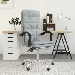 Krzesło biurowe vidaXL vidaXL Rozkładany fotel biurowy, jasnoszary, obity tkaniną